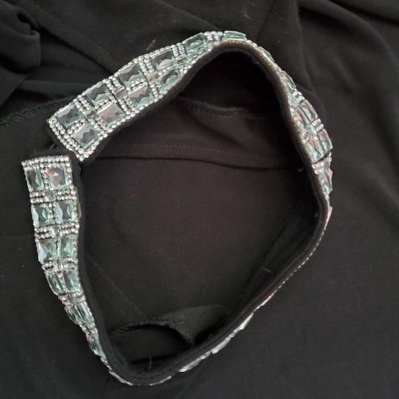 LORI M Collection Rhinestone Mock Neck Peep Hole V Neck Dress- Large- NWOT - Picture 7 of 14